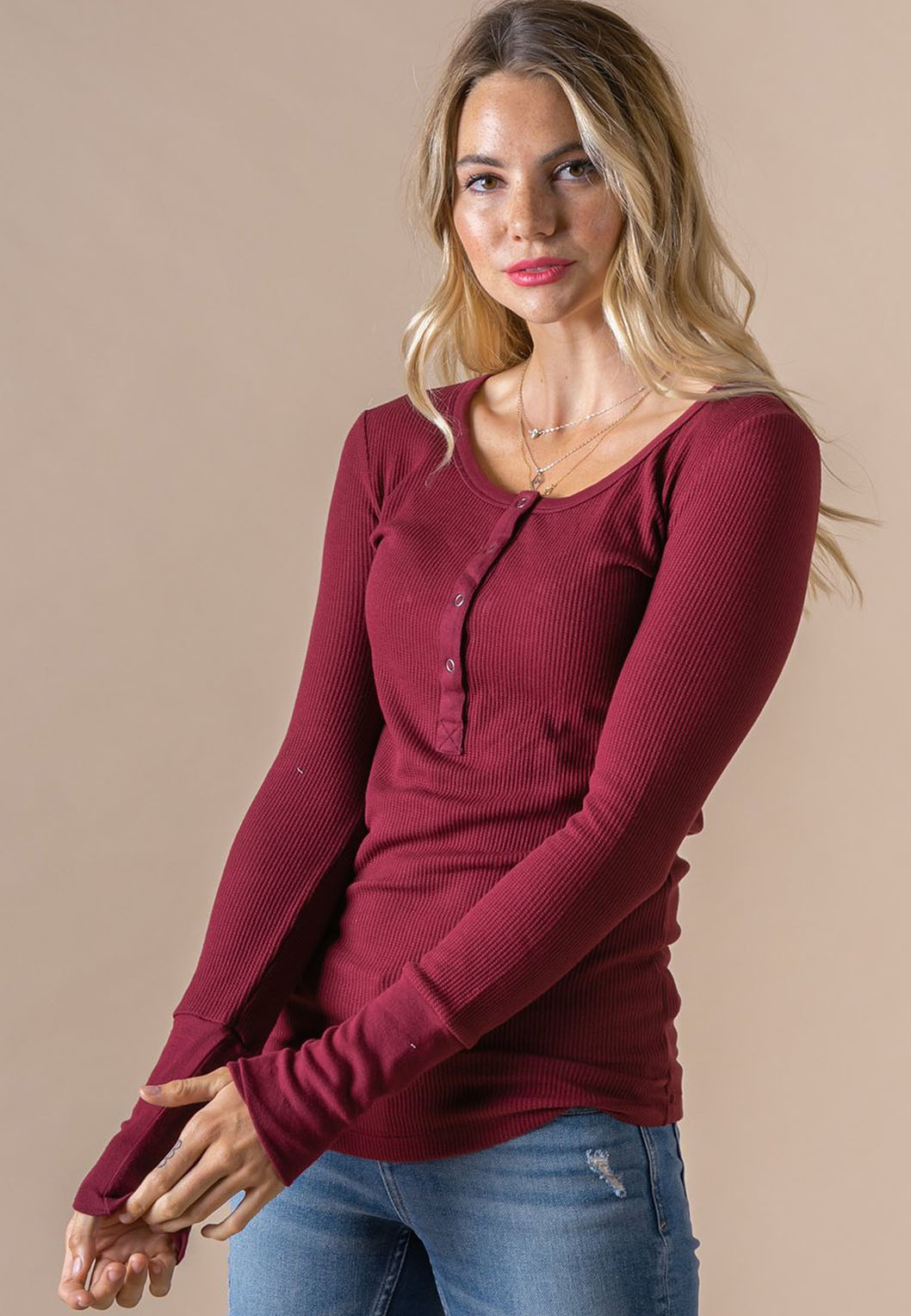 socialite thermal henley top