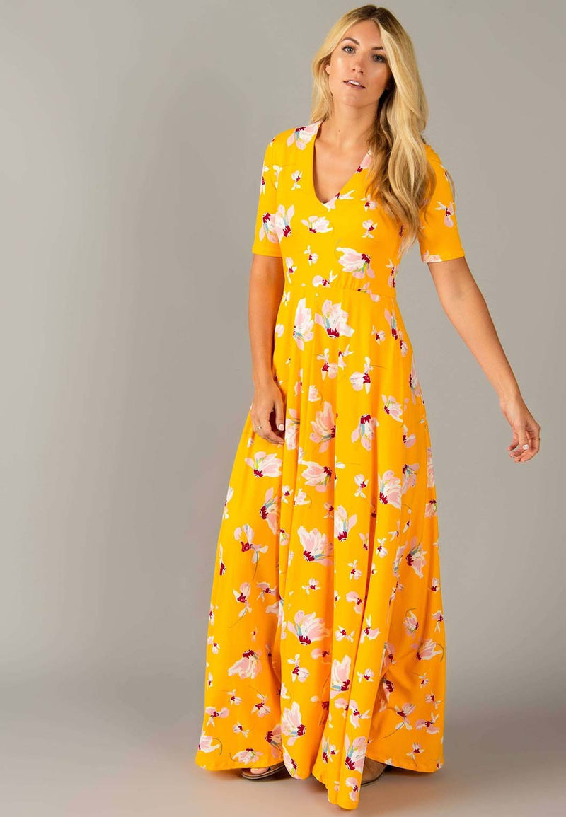 Essential Maxi Dress Baby Suede Falling Iris Gold Agnes & Dora Essential Maxi Dress Baby Suede Falling Iris Gold Agnes & Dora