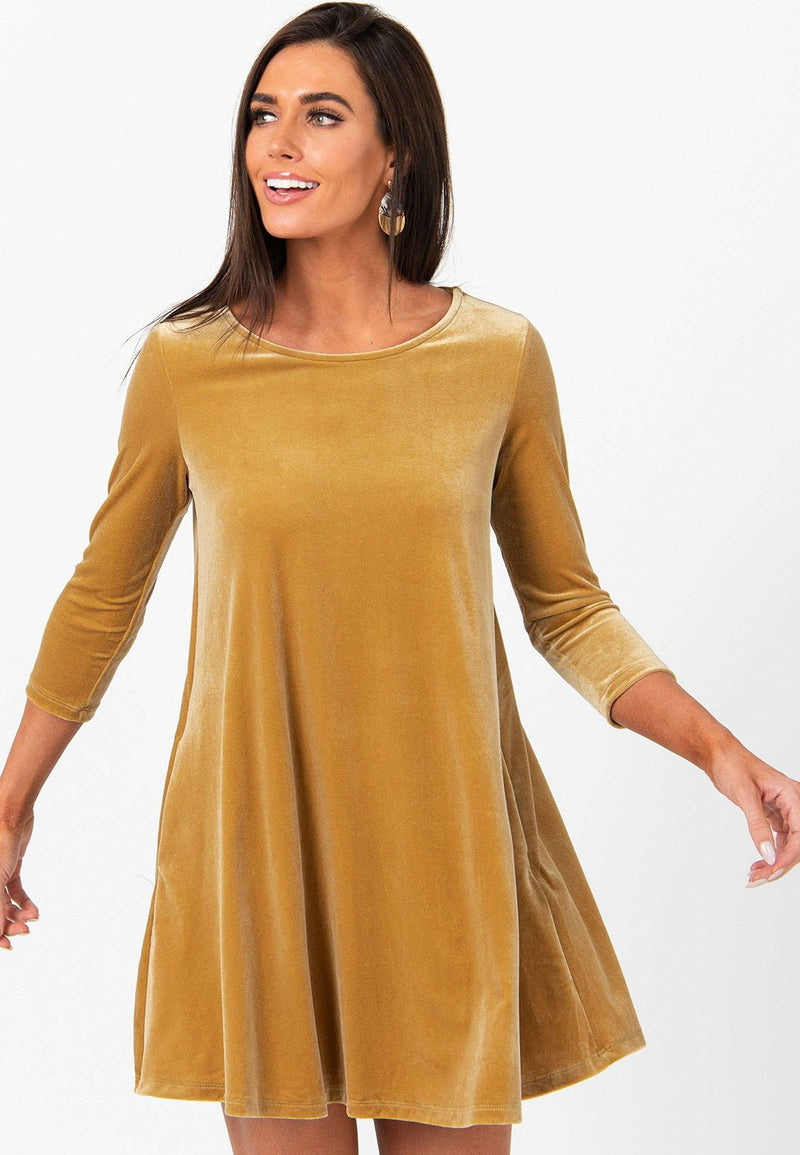 Velvet Swing Tunic Deep Gold Agnes & Dora Velvet Swing Tunic Deep Gold Agnes & Dora